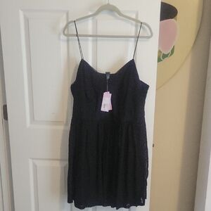 Wild Fable Elegant Black Vneck overlay strappy Lace dress 2X